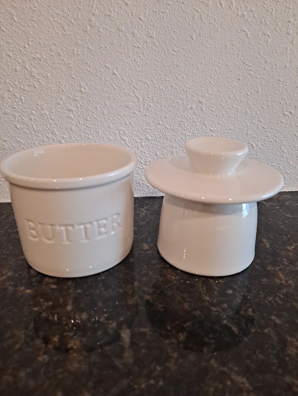 Priority Cheff Ceramic Butter Crock - White French Dish Countertop